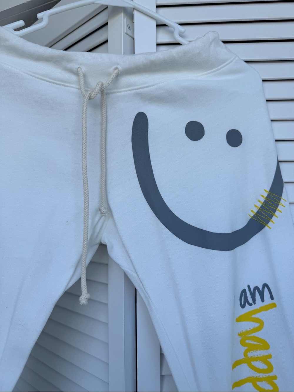White Zip-Up Hoodie and Sweat pant with 'peace + love = happiness' Pocket